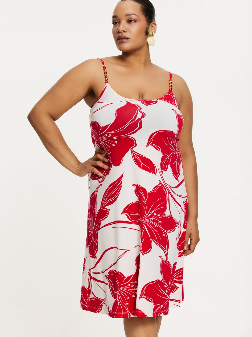 YOEK Kleid Damen rot bedruckt, 5860
