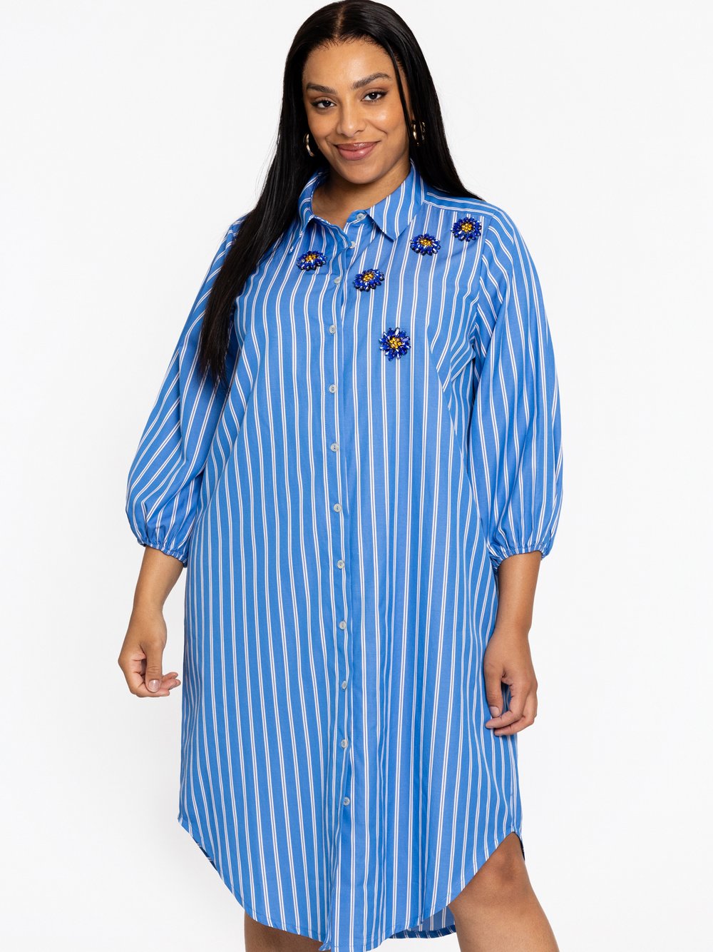 YOEK Kleid Damen Baumwolle blau gestreift, 46-48