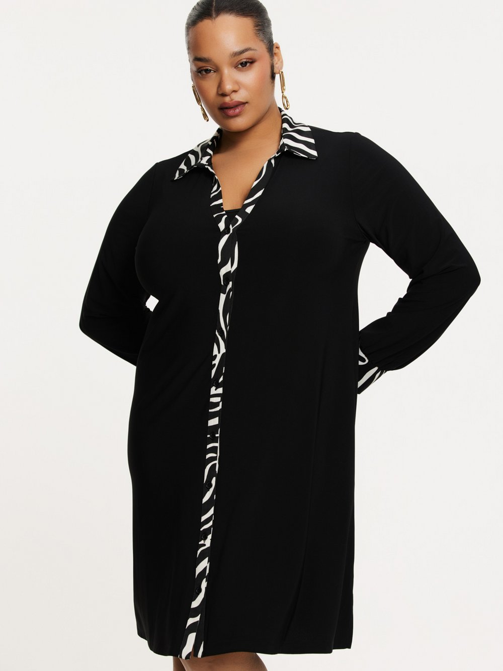 YOEK Kleid Damen schwarz bedruckt, 38-40
