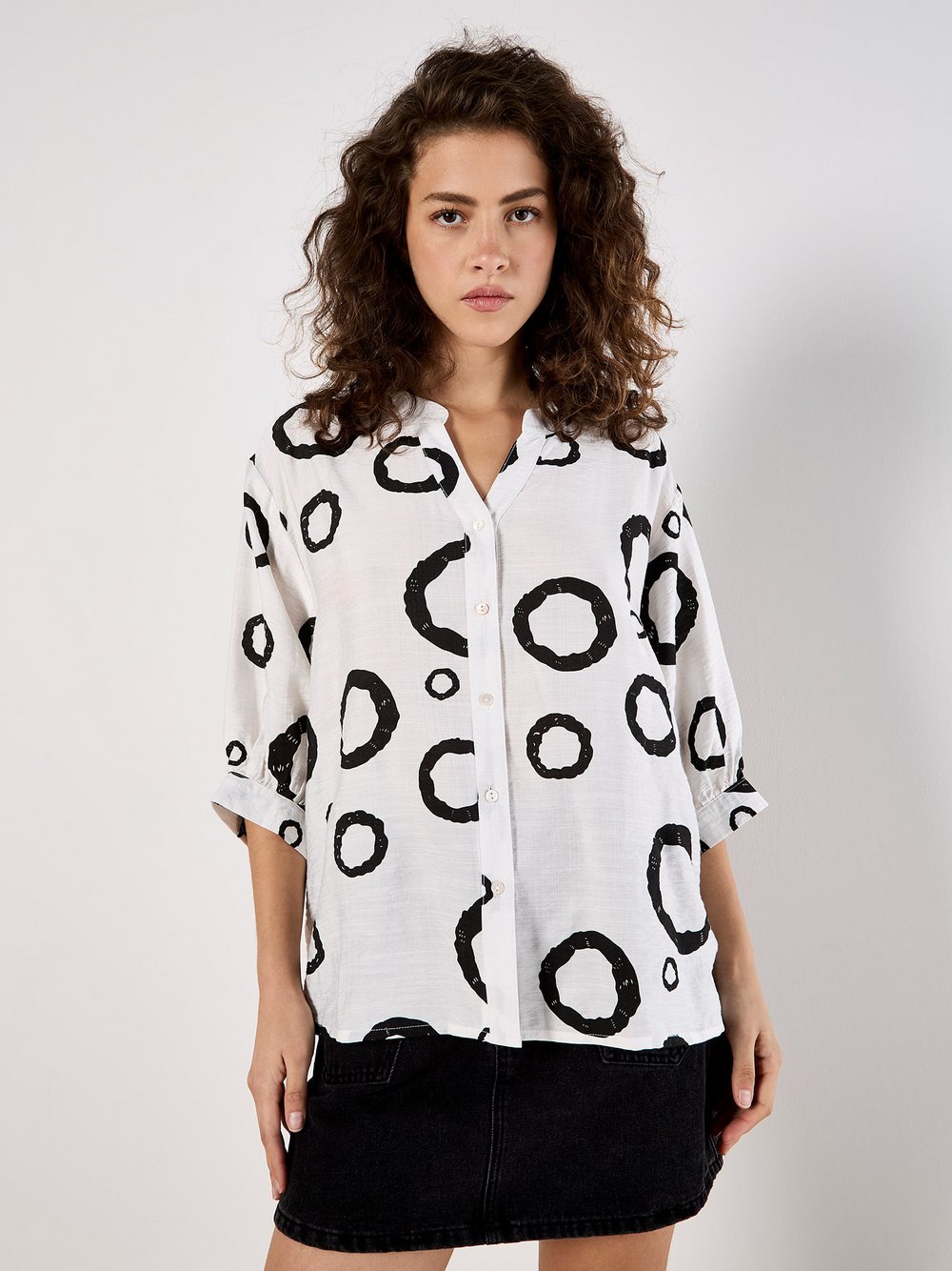 Apricot Bluse Damen Viskose weiß gemustert, 38