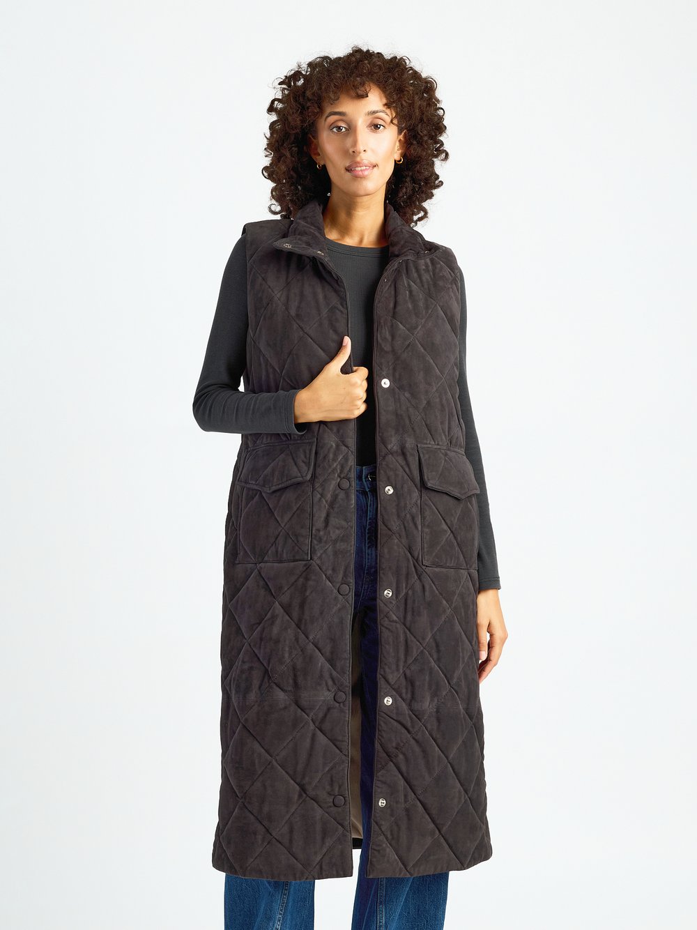 Maze Lederweste Damen grau, M