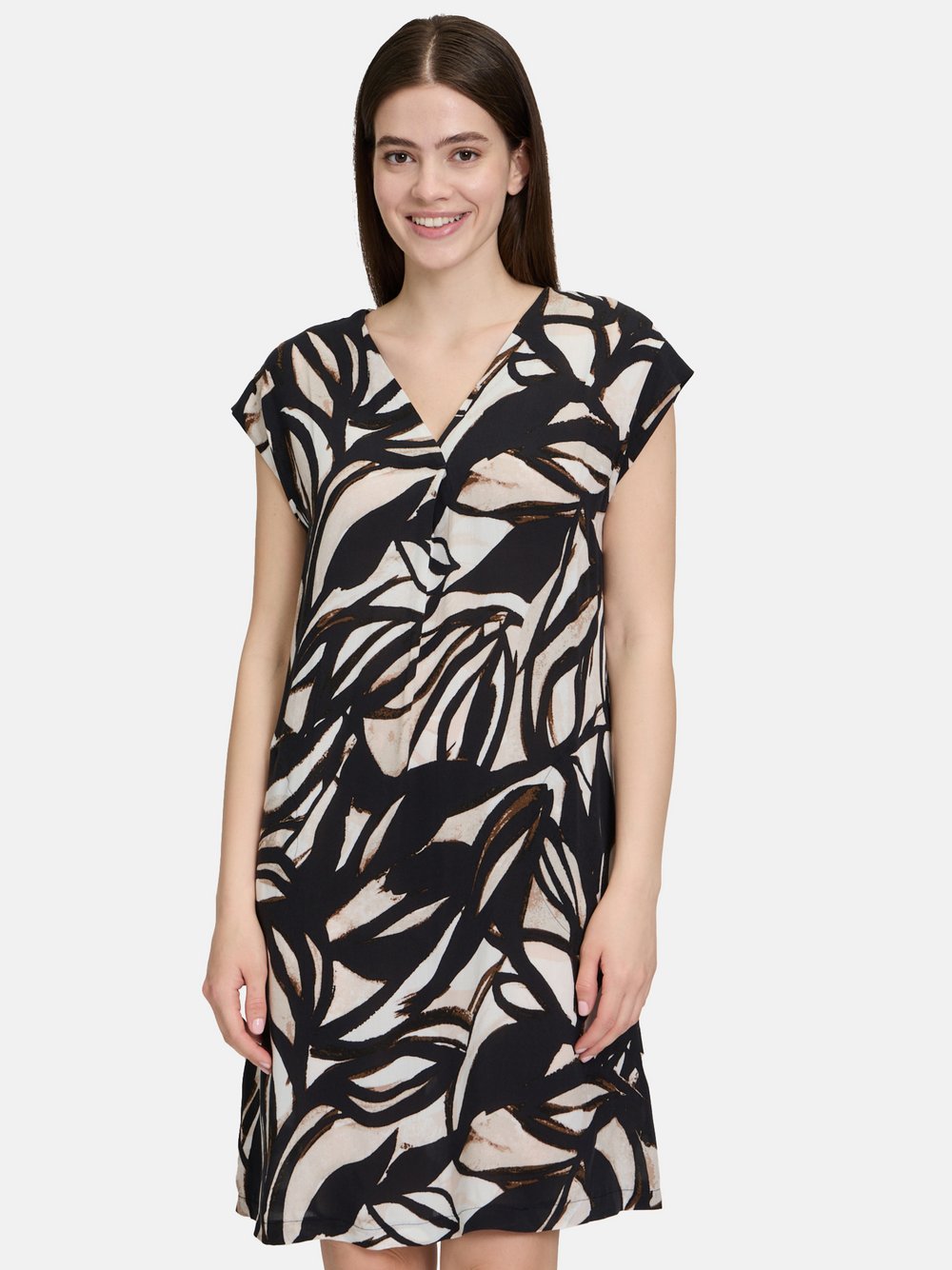 Betty & Co Casual-Kleid Damen Viskose schwarz bedruckt, 36