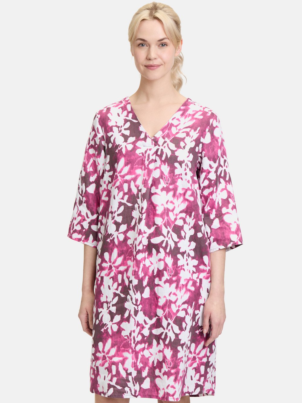 Cartoon Sommerkleid Damen Leinen mehrfarbig gemustert, 42