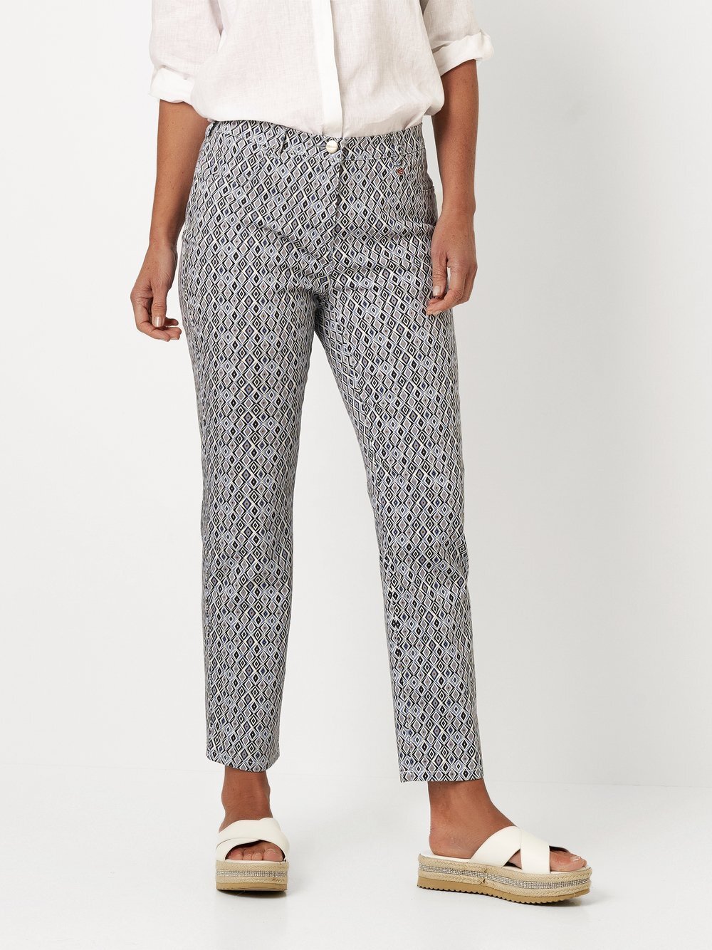 Relaxed Hose Damen Baumwolle blau gemustert, 42