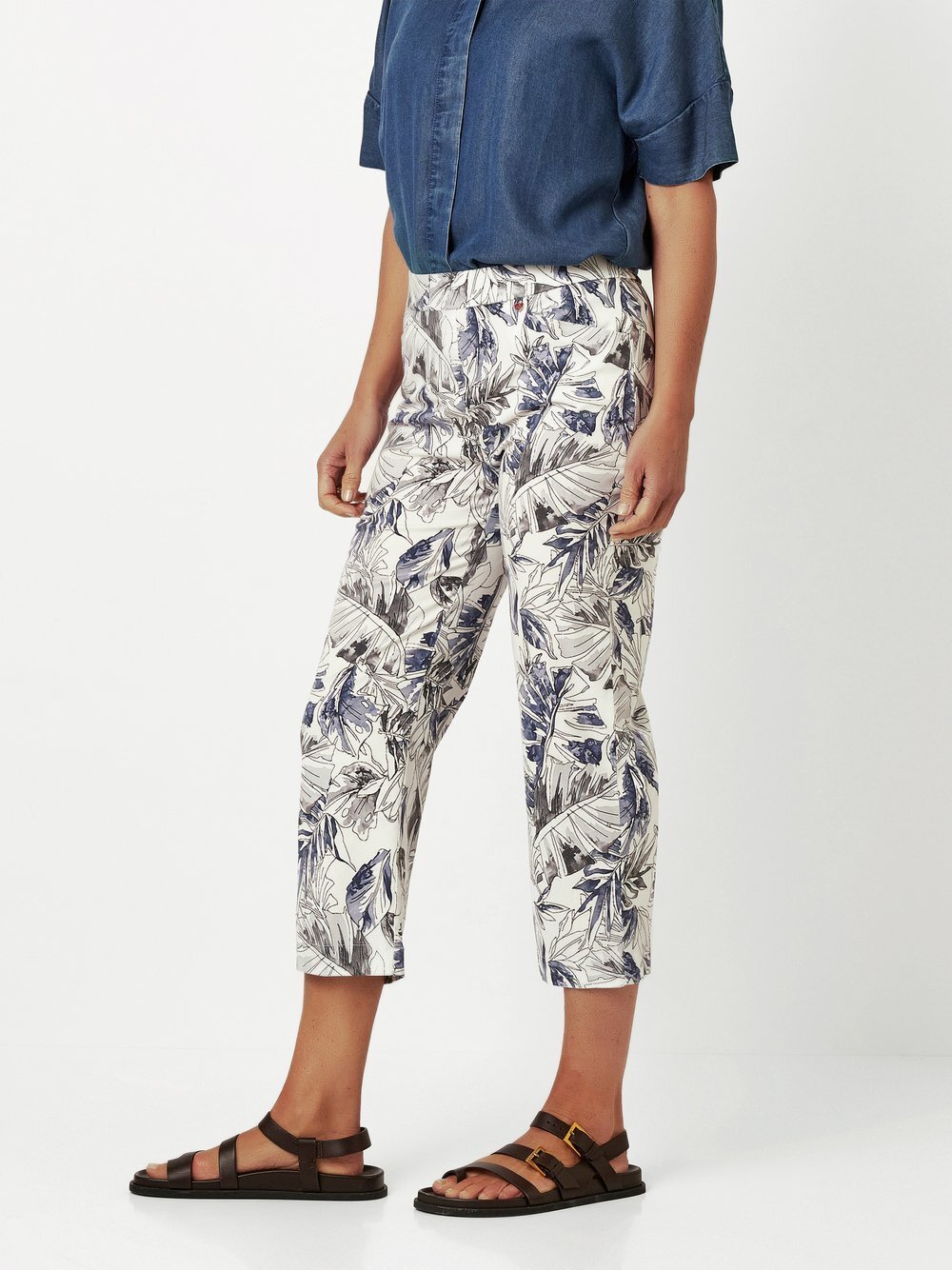 Thumbnail - Relaxed Hose Damen Baumwolle blau gemustert, 36