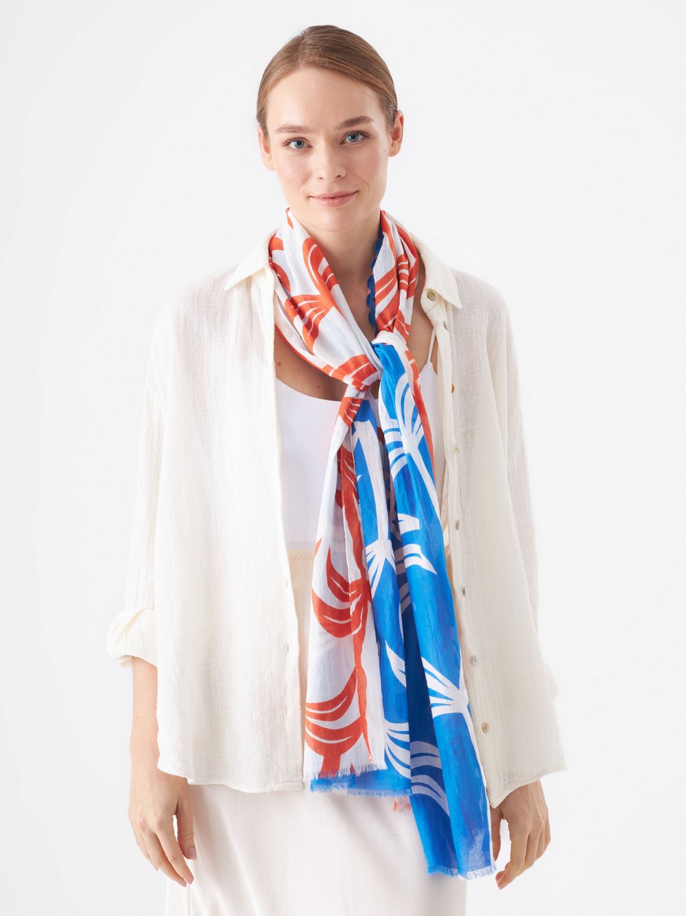 Codello Schal Damen Baumwolle blau bedruckt, ONE SIZE