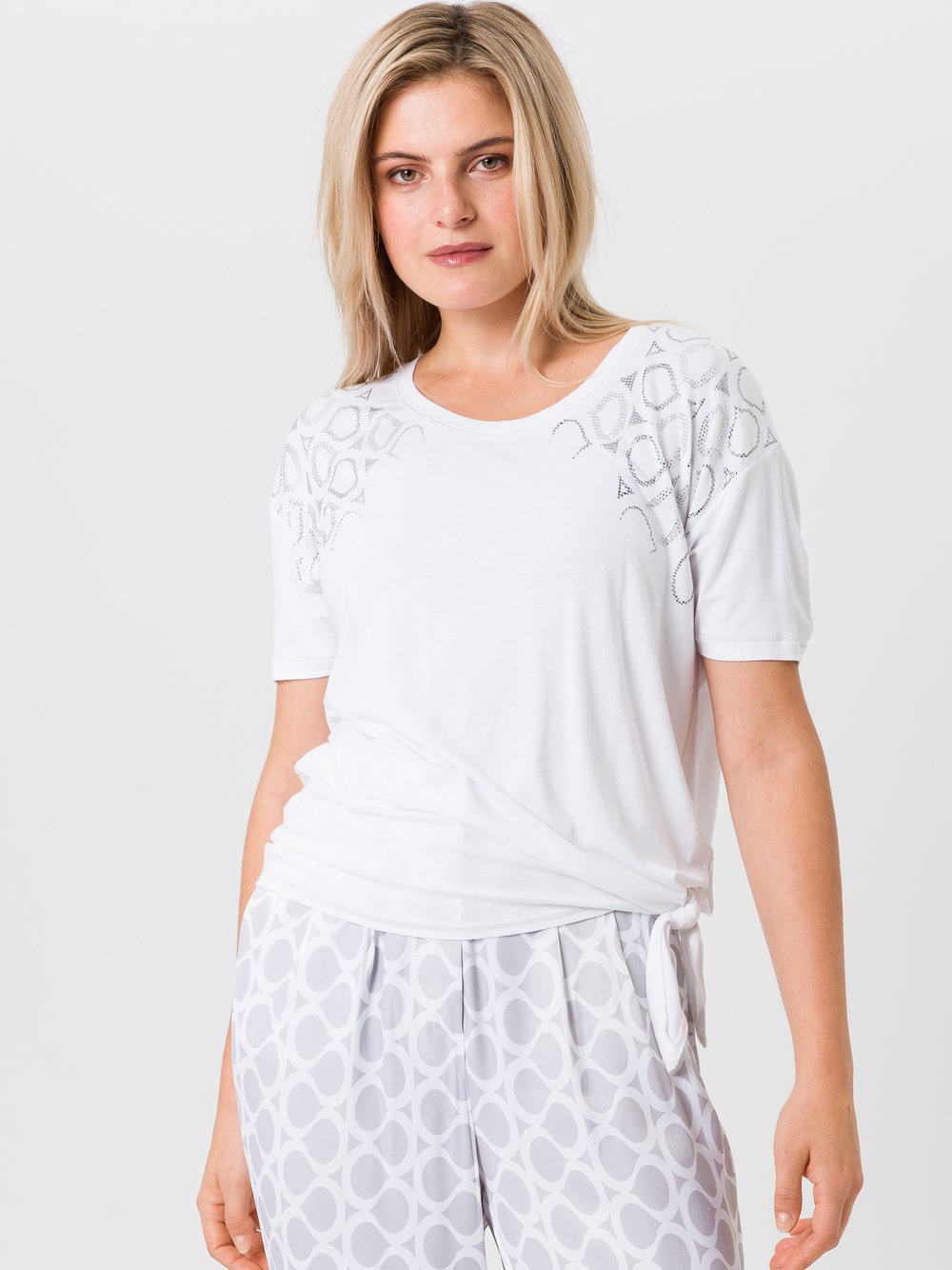TUZZI T-Shirt Damen Viskose weiß bedruckt, 36