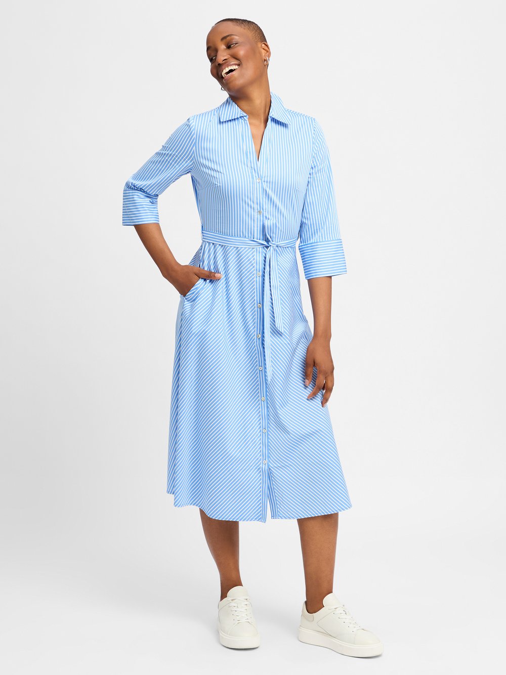 zero Blusenkleid Damen Baumwolle mehrfarbig gestreift, 36