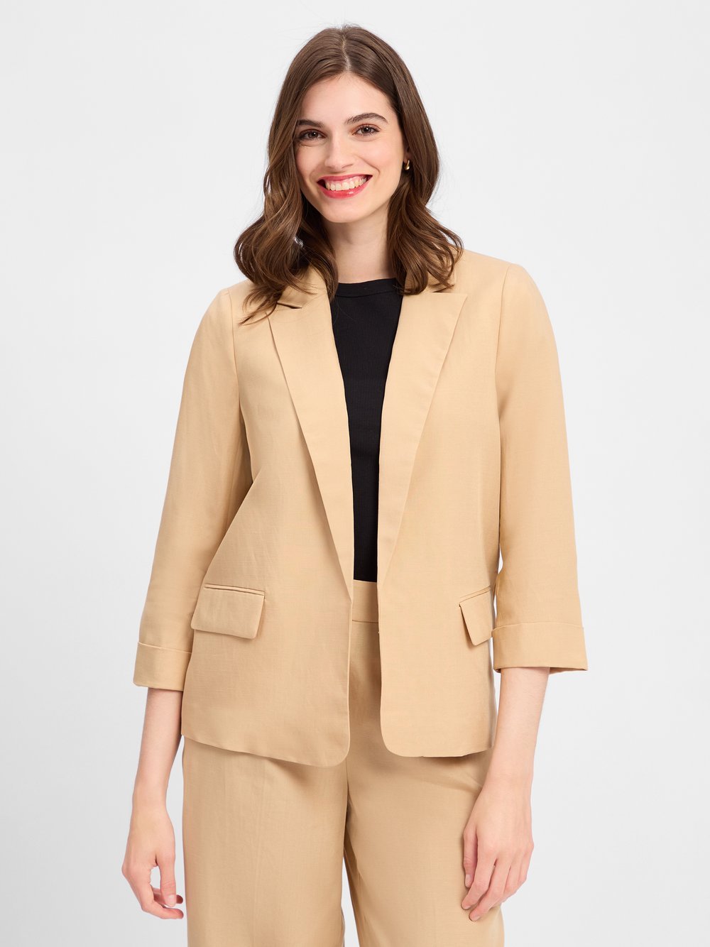 zero Blazer mit Leinen-Anteil Damen Lyocell beige, 38
