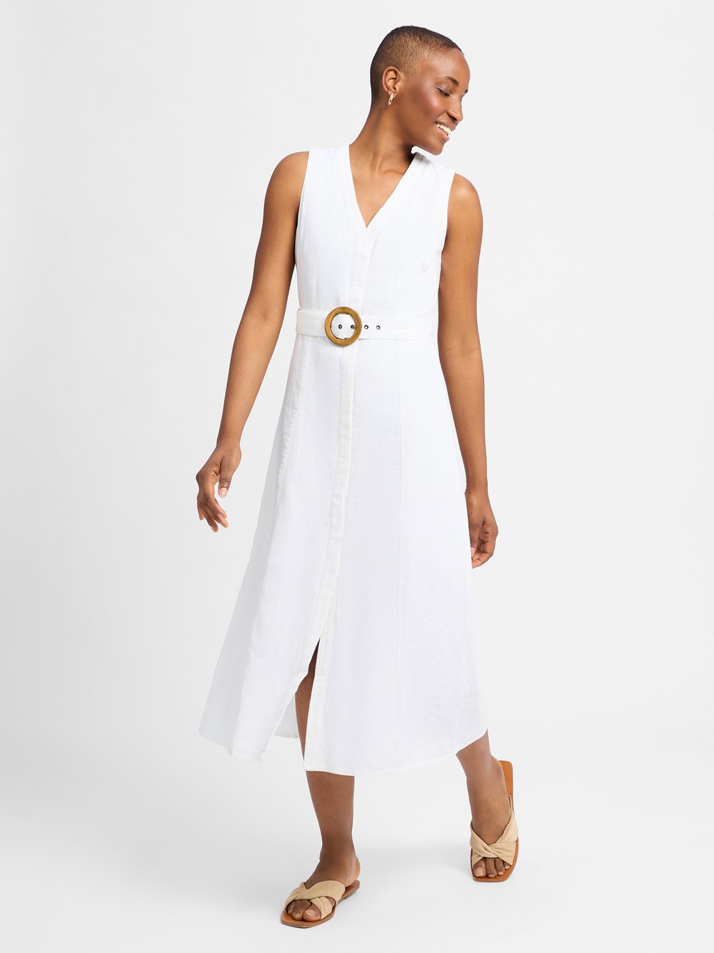 zero Kleid mit Leinen-Anteil Damen weiß, 34