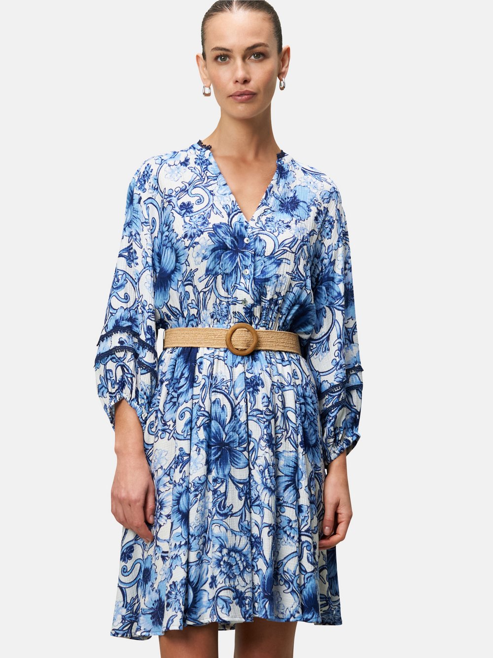 zero Minikleid Damen Viskose blau gemustert, 34