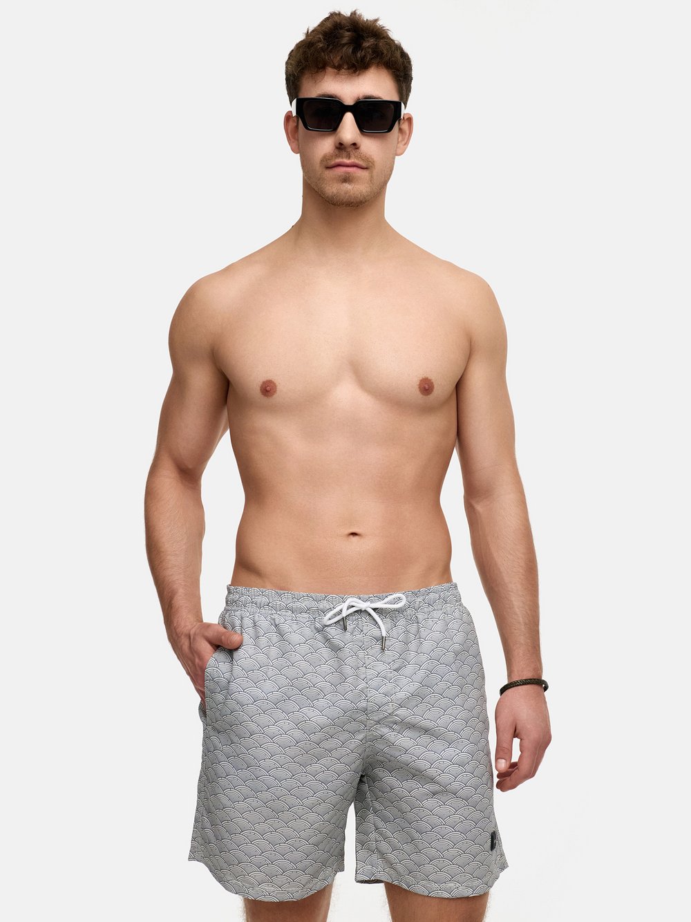 Indicode Badehose Herren weiß bedruckt, XL