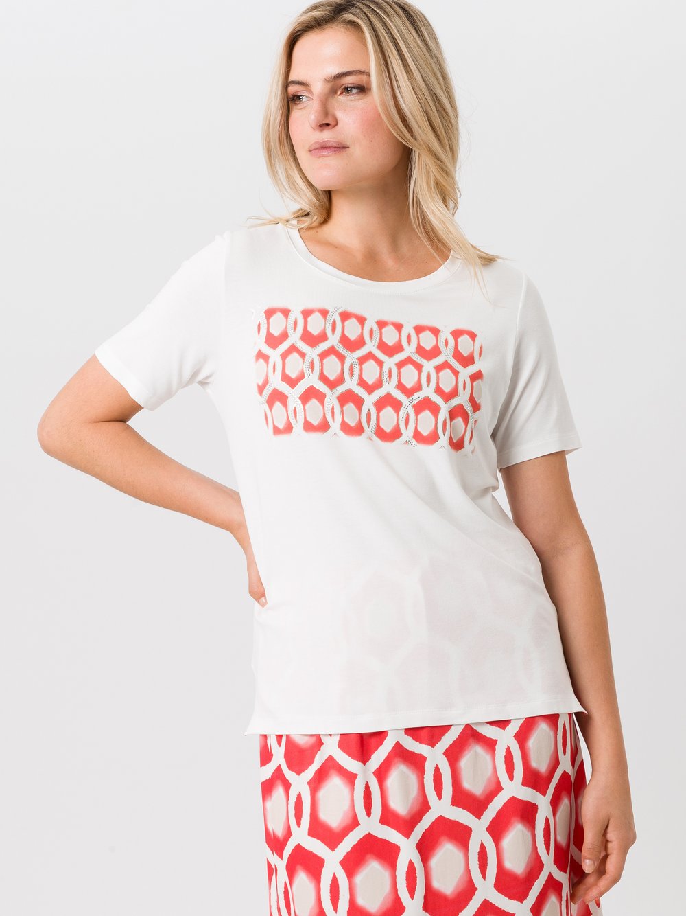 TUZZI Shirt Damen Viskose rot bedruckt, 34