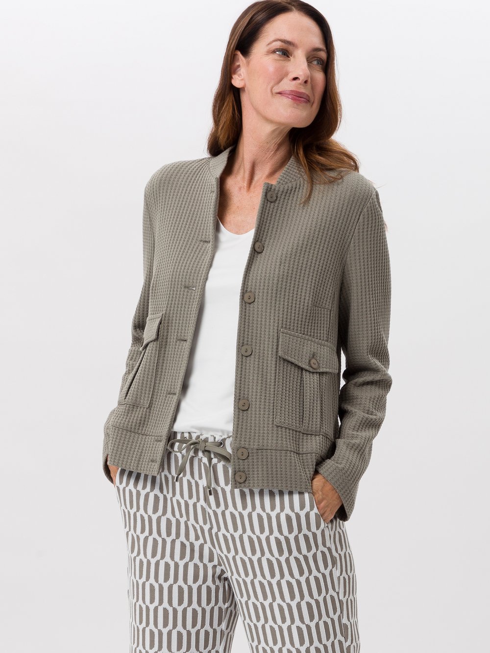 Frank Walder Strickblazer Damen Baumwolle grün, 44