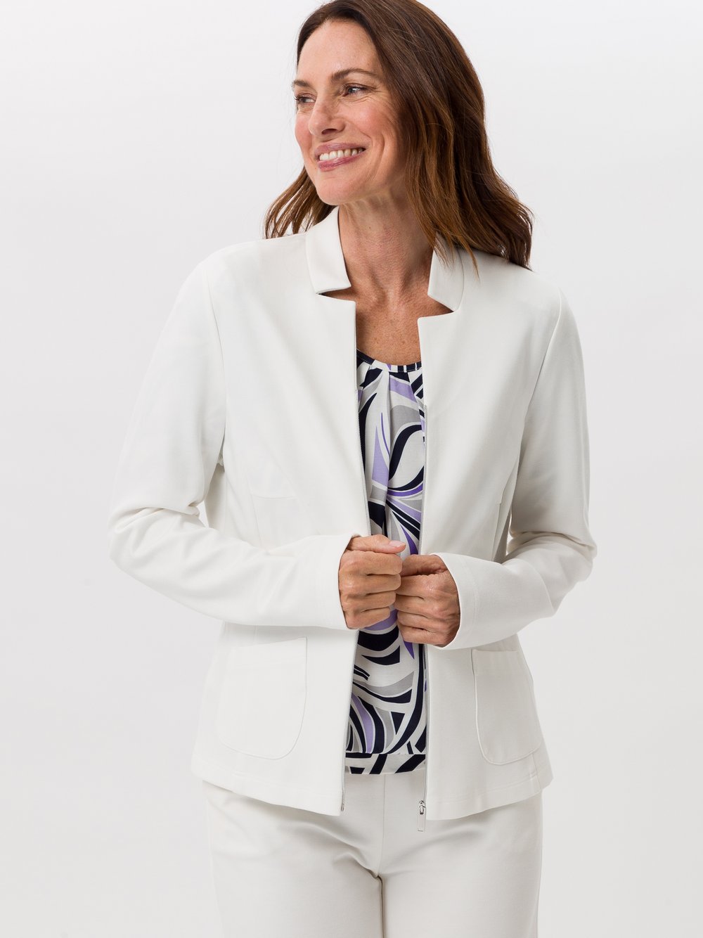 Frank Walder Jerseyblazer Damen Viskose weiß, 46
