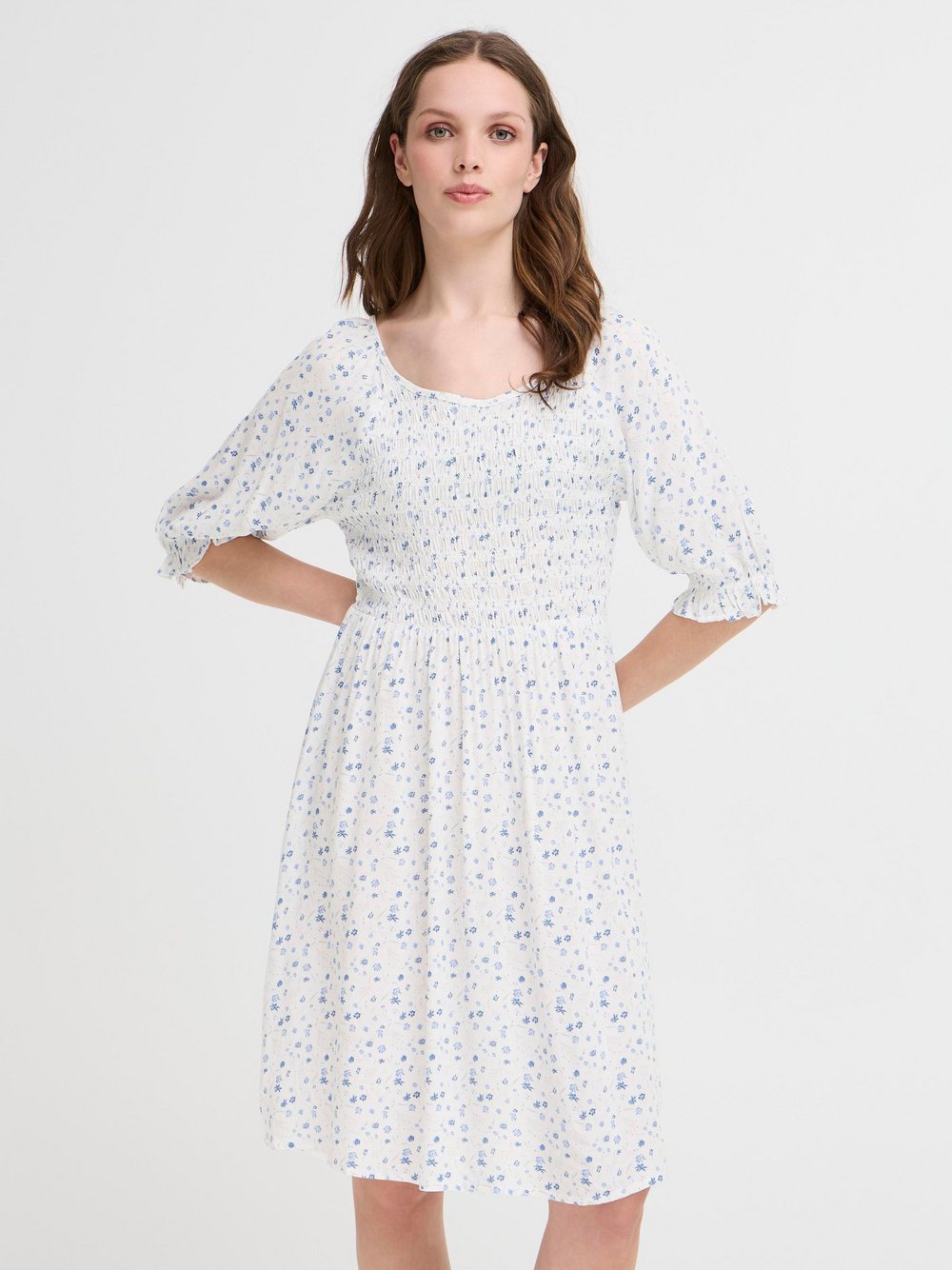 Ichi Minikleid Damen Viskose blau gemustert, 34