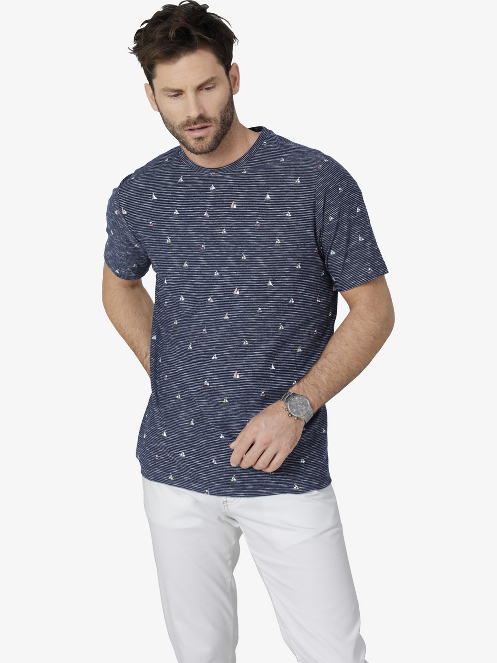 Thumbnail - BABISTA T-Shirt Herren Baumwolle blau bedruckt, XXL