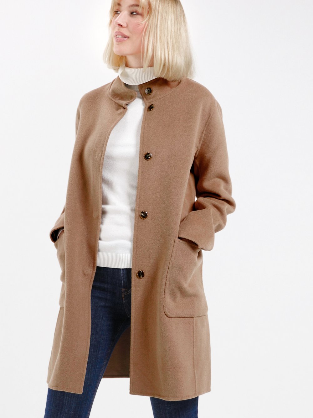 MANISA Fashion Wollmantel Damen Wolle braun, 38