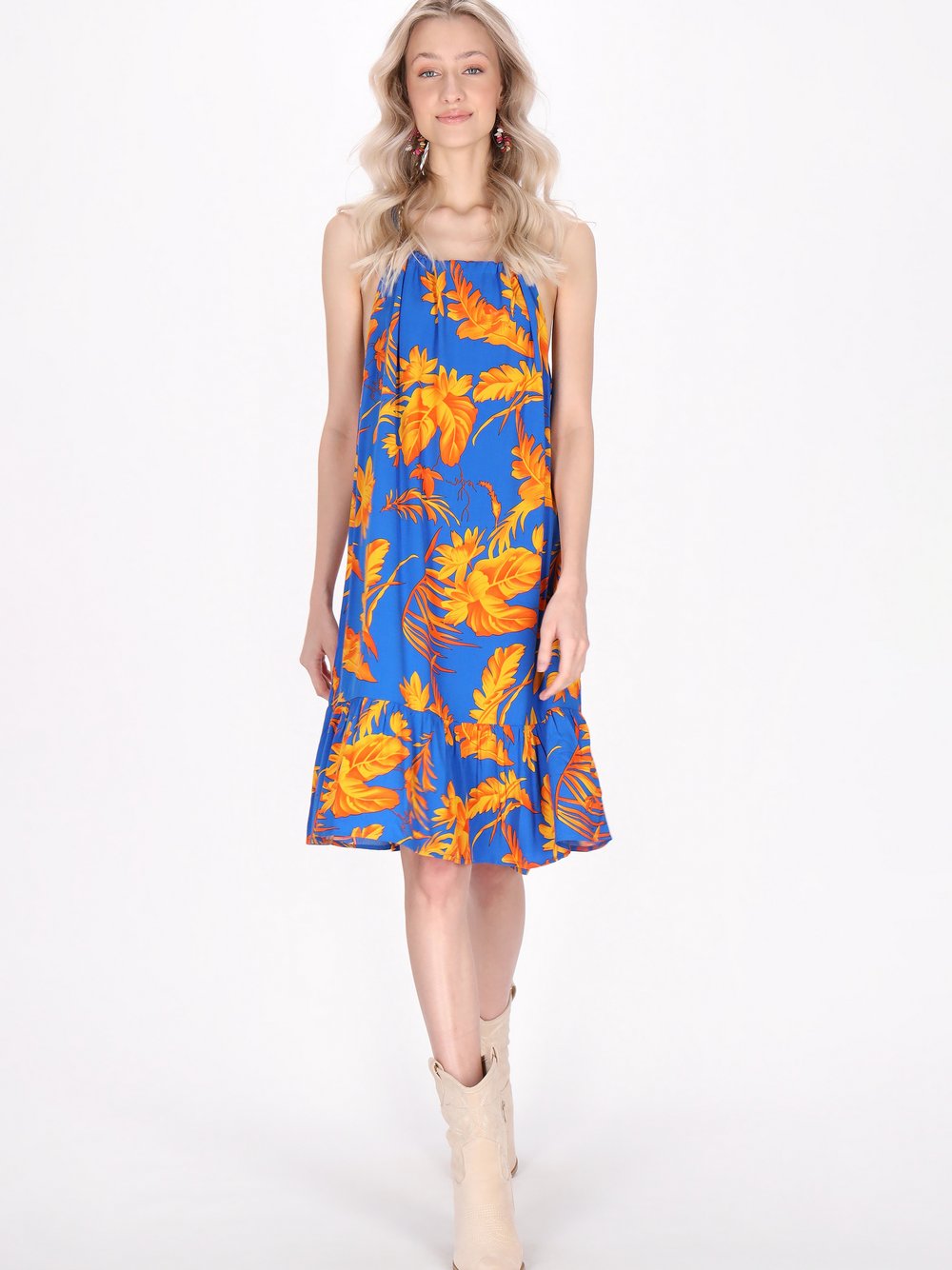 Thumbnail - IZIA Kleid Damen Viskose blau bedruckt, XL