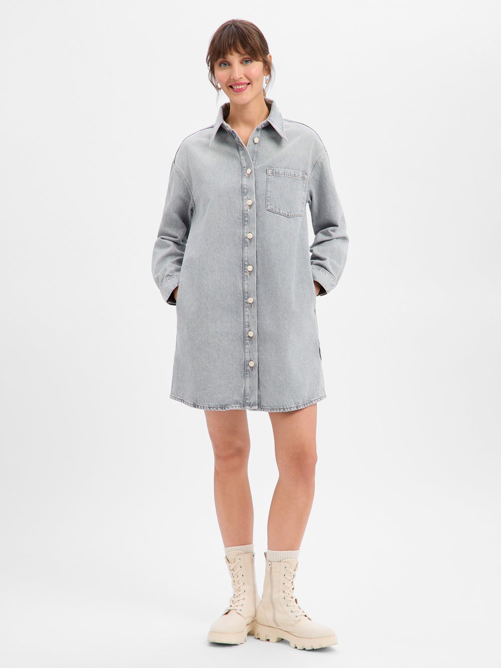 Marc O'Polo Denim Jeanskleid Damen Baumwolle grau, XS