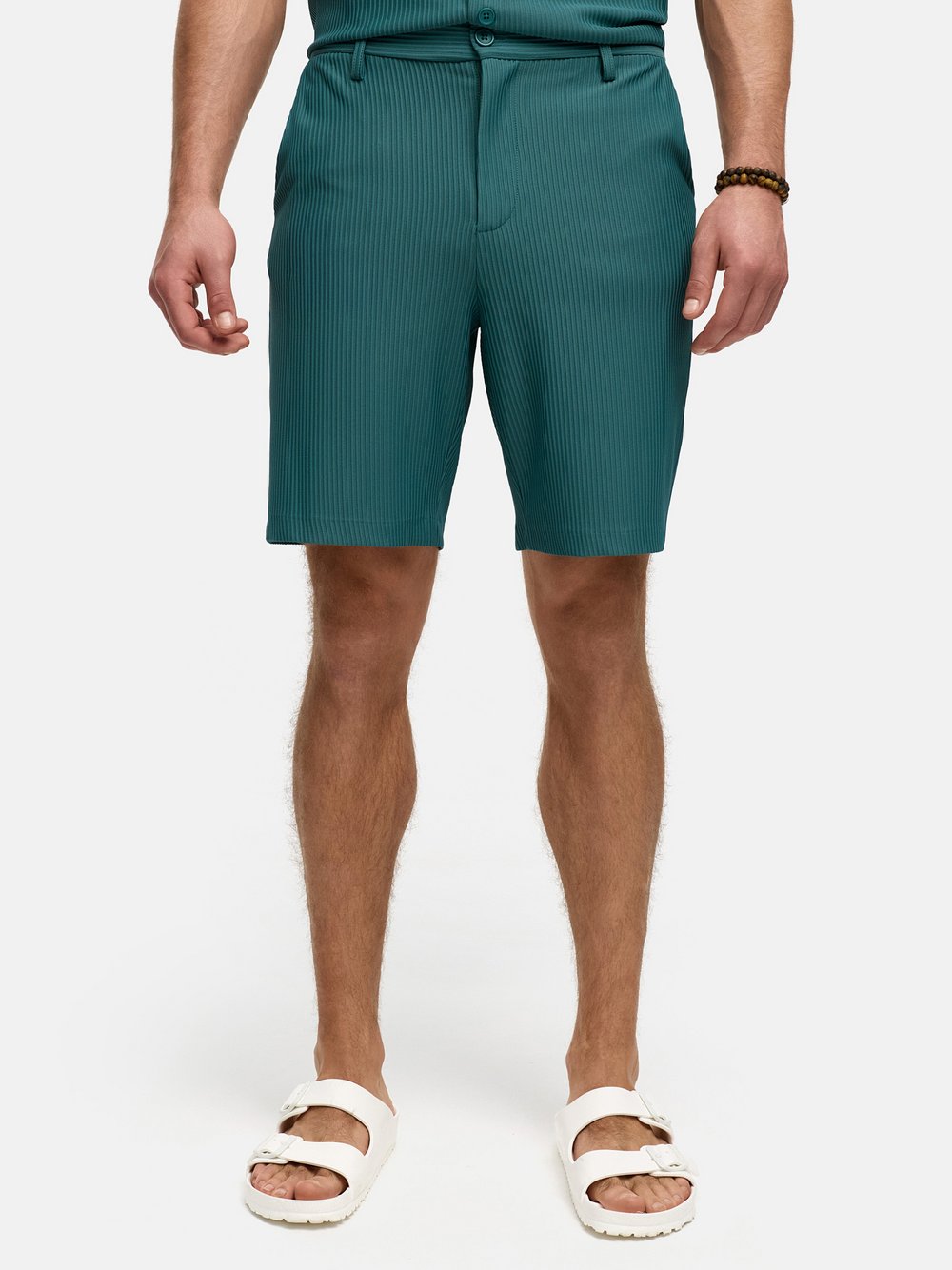 Indicode Shorts Herren grün gestreift, S