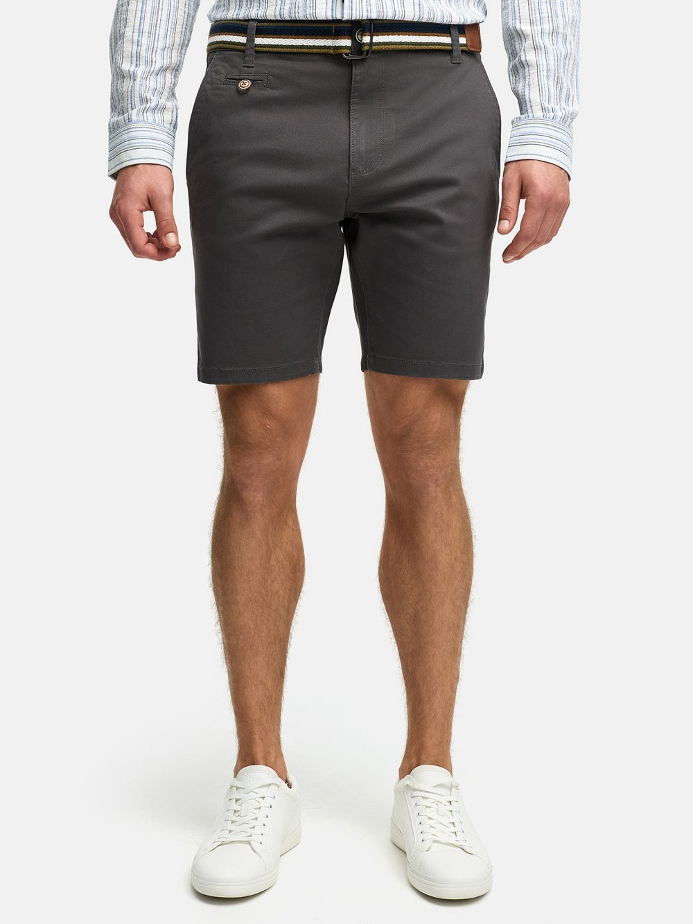 Indicode Shorts Chino Herren Baumwolle grau, L