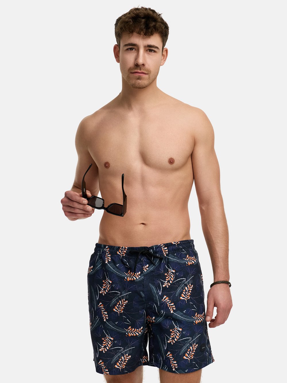 Indicode Badehose Herren schwarz bedruckt, L