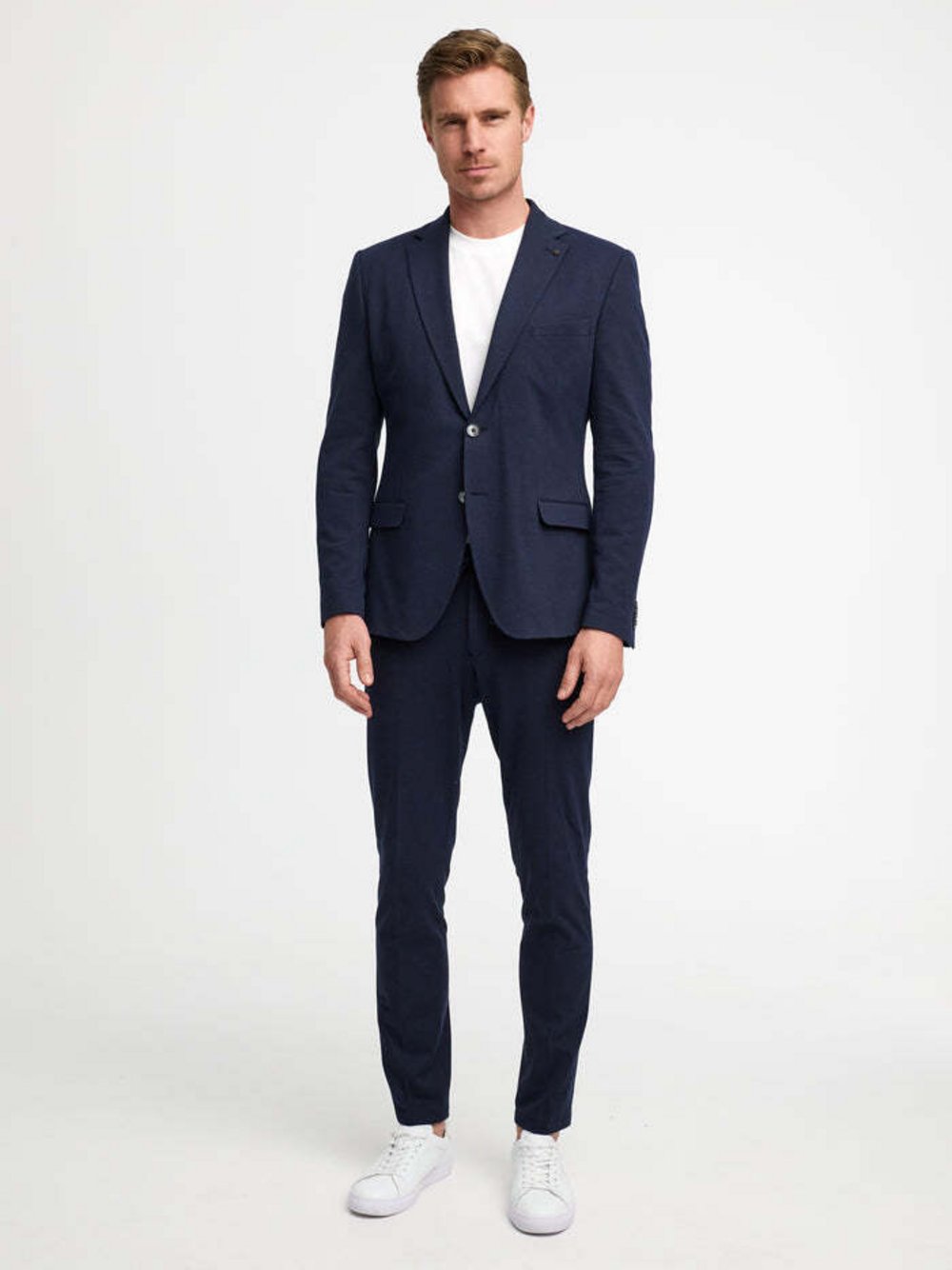 Zuitable Baukasten-Sakko -DiNick Herren Slim Fit Jersey blau gemustert, 50