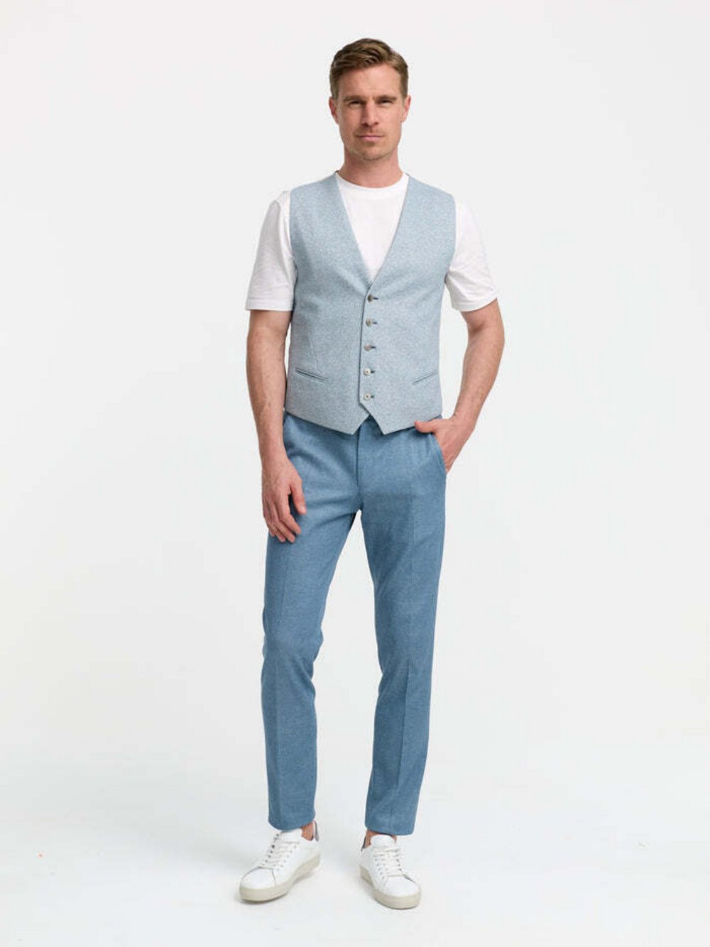 Zuitable Baukasten-Weste Herren Slim Fit Jersey blau gemustert, 98