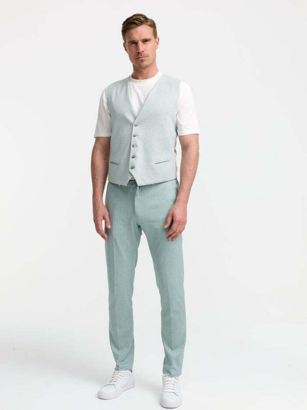 Zuitable Baukasten-Weste Herren Slim Fit Jersey blau gemustert, 106