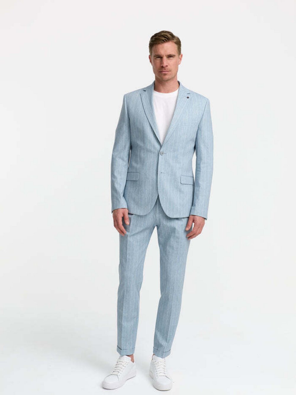 Zuitable Baukasten-Sakko -DiNick Herren Slim Fit Jersey blau gestreift, 106