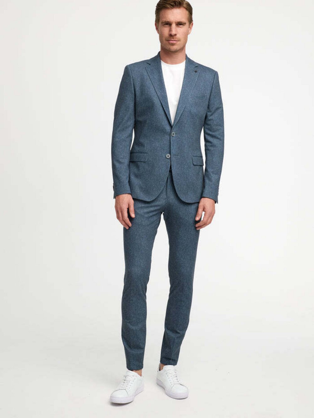Zuitable Baukasten-Sakko -DiNick Herren Slim Fit Jersey blau gestreift, 56