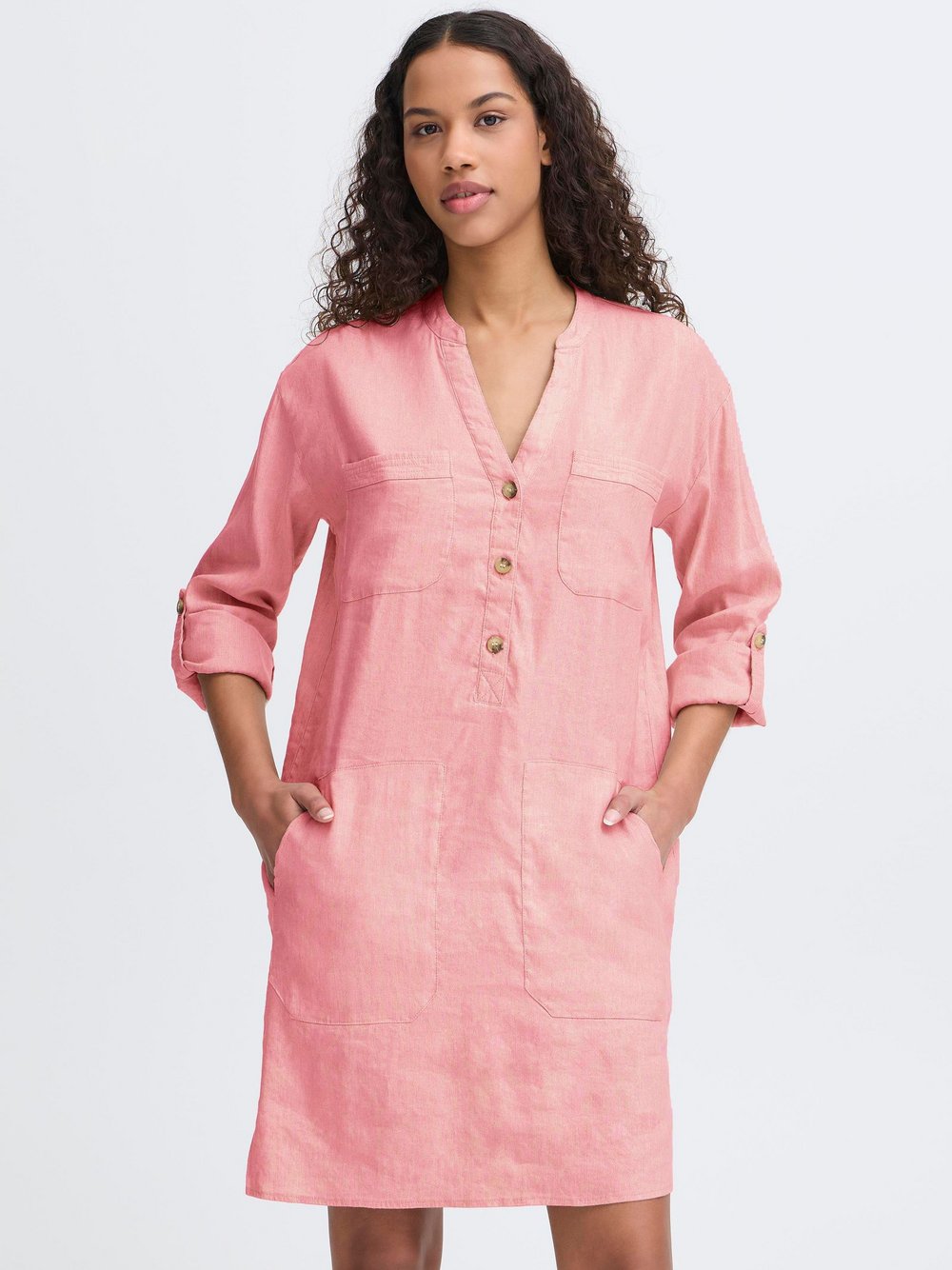 Thumbnail - PULZ Jeans Blusenkleid Damen Leinen rosa, L