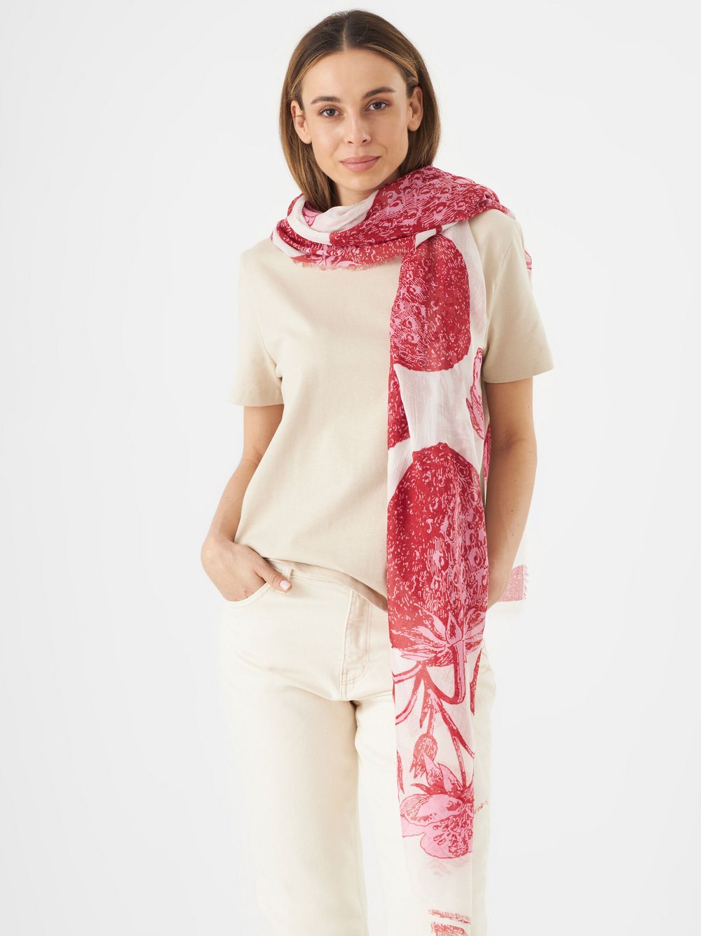 Codello Schal Damen Feinstrick rot gemustert, ONE SIZE