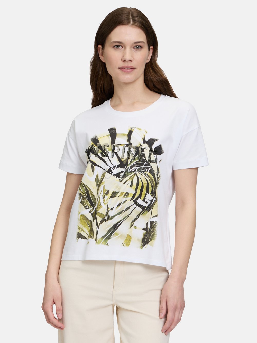 Betty Barclay Basic Shirt Damen Baumwolle weiß bedruckt, 36