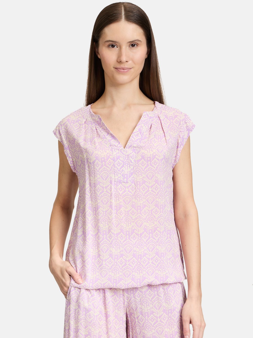 Cartoon Casual-Bluse Damen Viskose weiß gemustert, 44