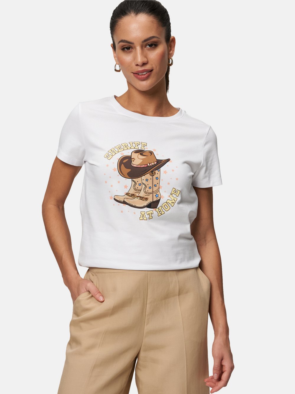 zero Shirt Damen Baumwolle weiß bedruckt, 42