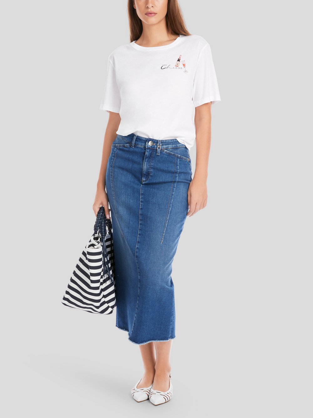 Marc Cain T-Shirt Damen Baumwolle blau bedruckt, 40