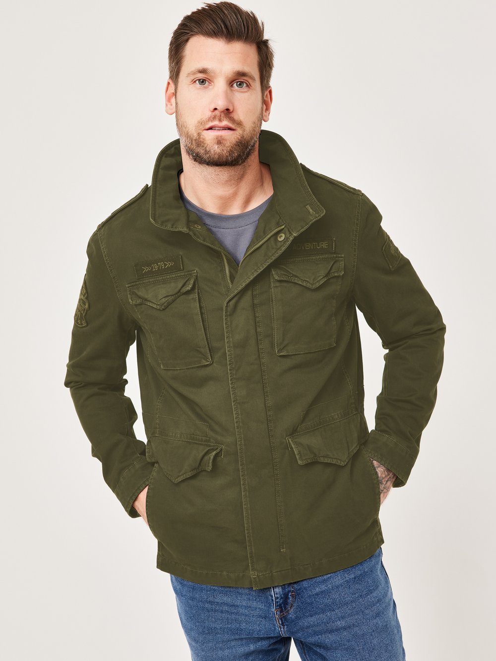 Thumbnail - Redpoint Outdoorjacke Herren Baumwolle grün, 60