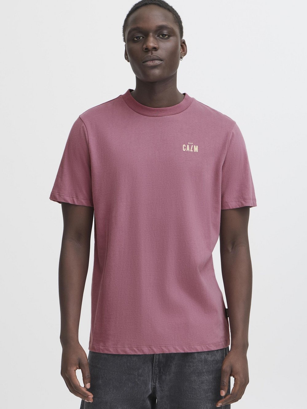 BLEND Rundhalsshirt Herren Baumwolle lila bedruckt, S
