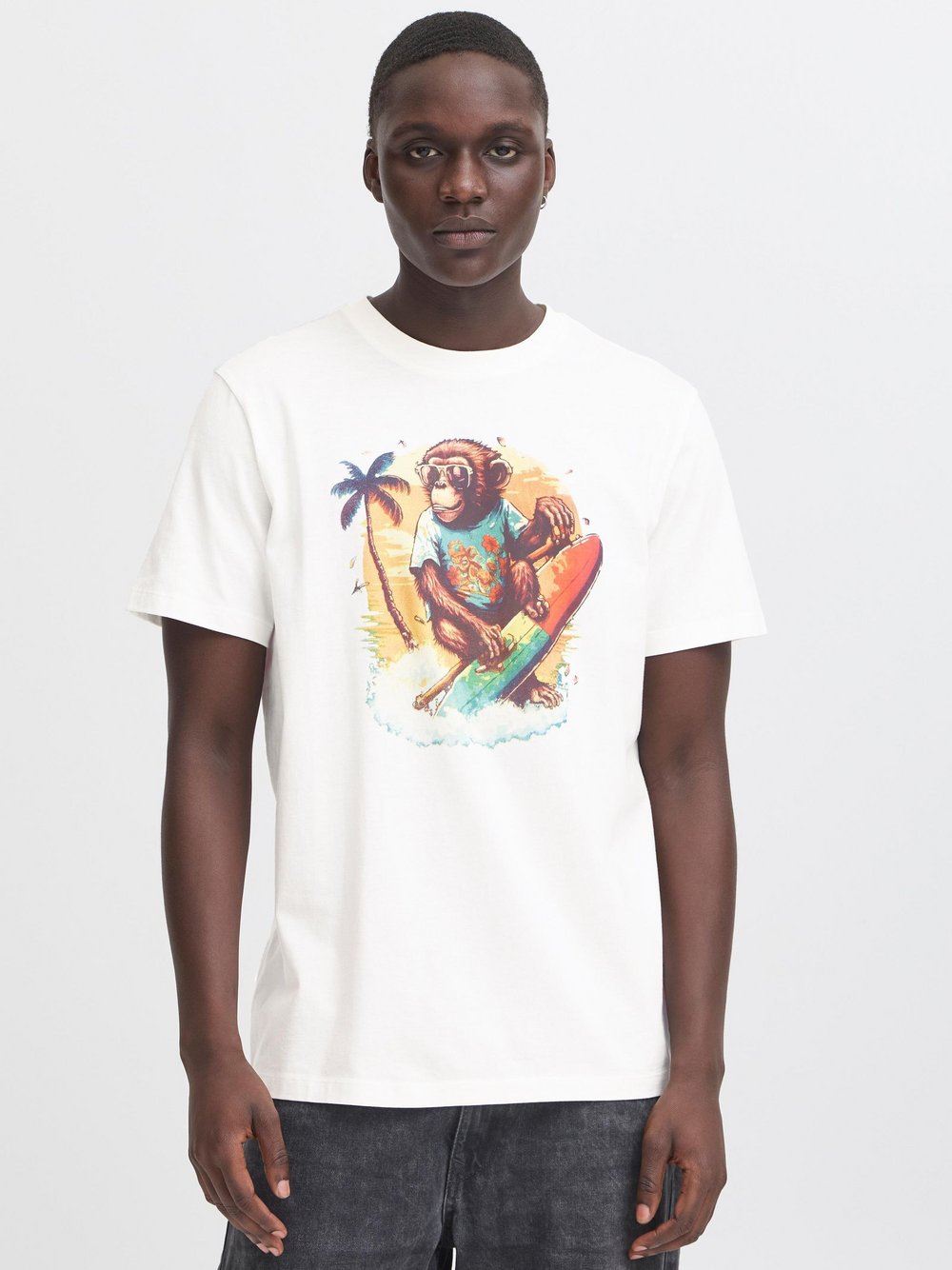 BLEND T-Shirt Herren Baumwolle weiß bedruckt, XL