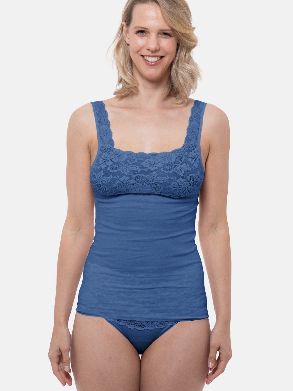 Nina von C. Unterhemd Damen Baumwolle blau, 48