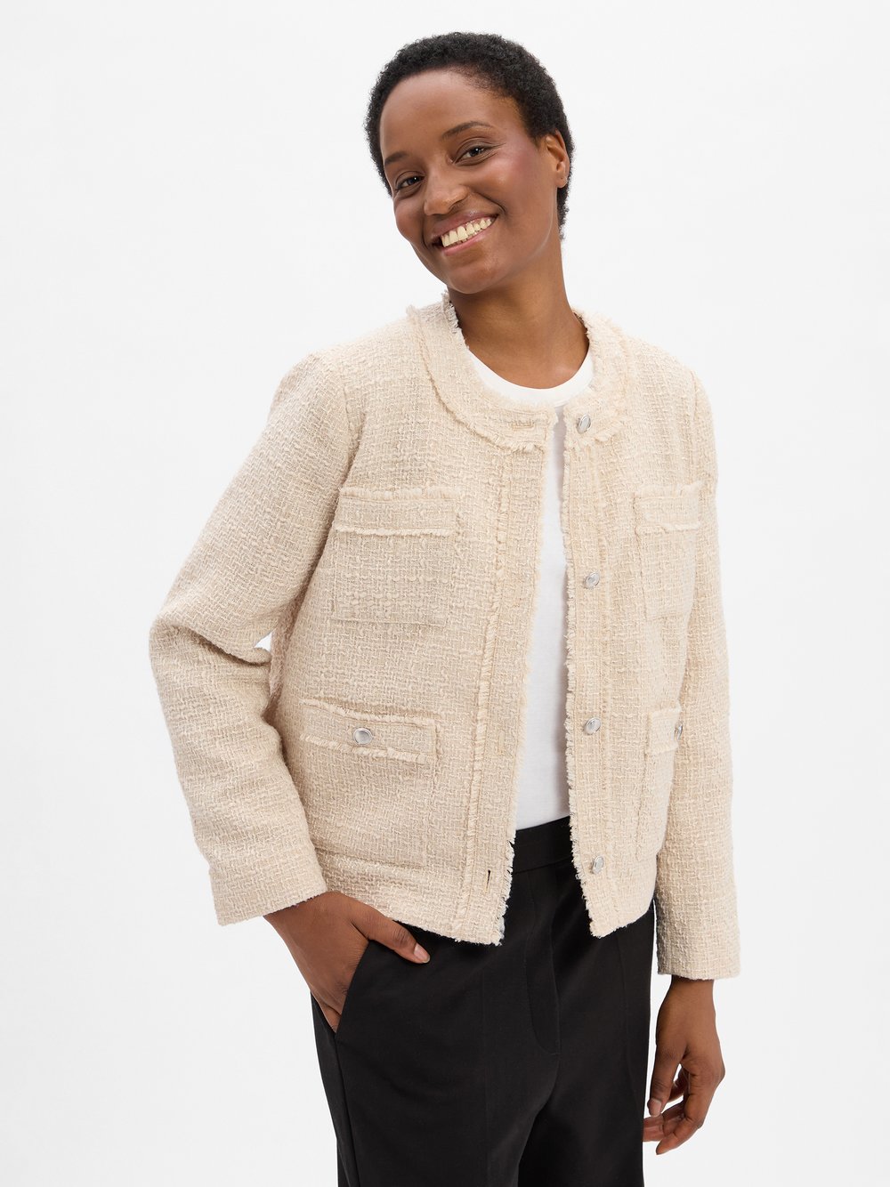 Betty Barclay Bouclé-Blazer Damen beige strukturiert, 44