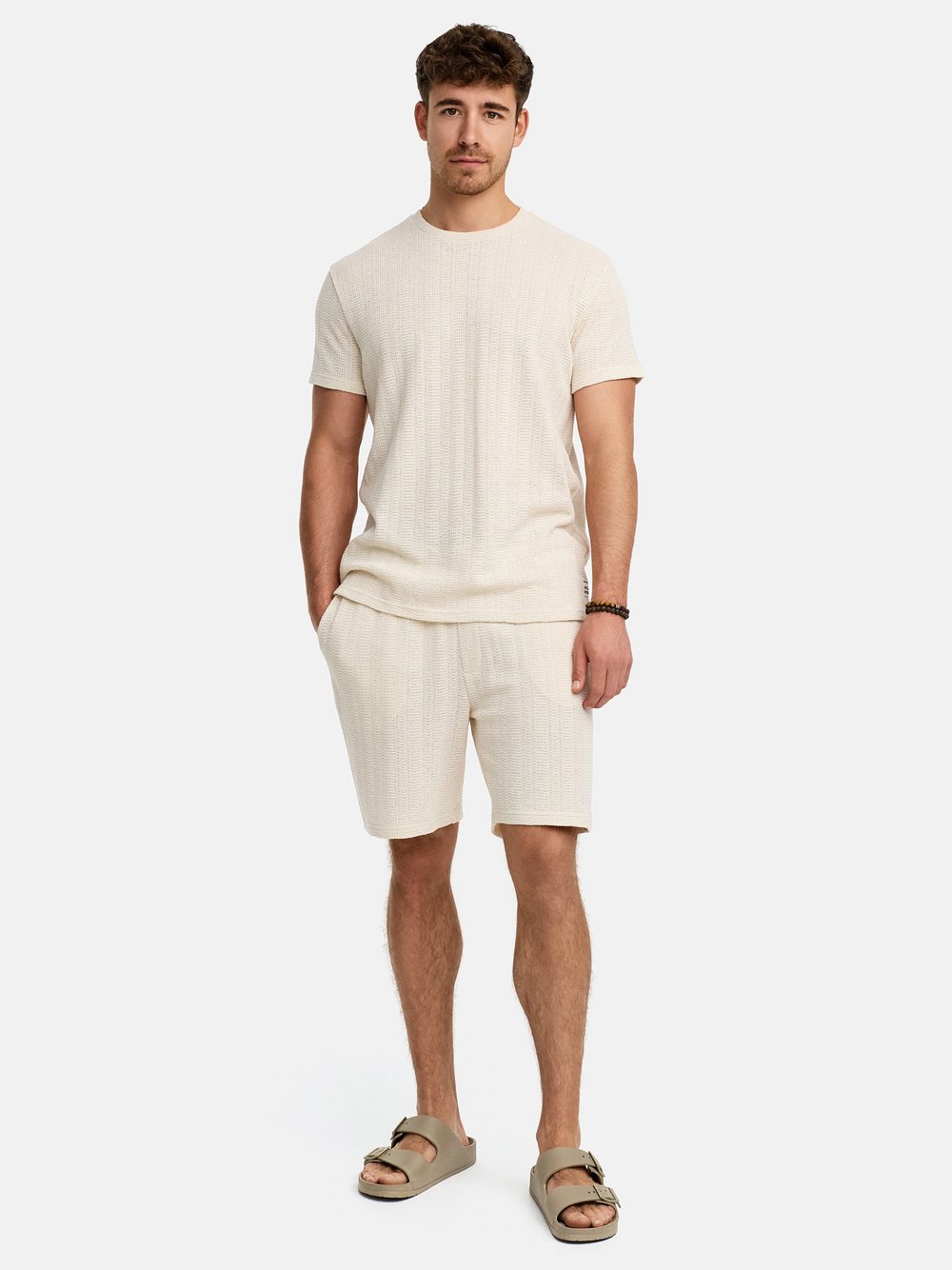 Indicode Shorts & Shirt Set Herren Baumwolle beige, XXL