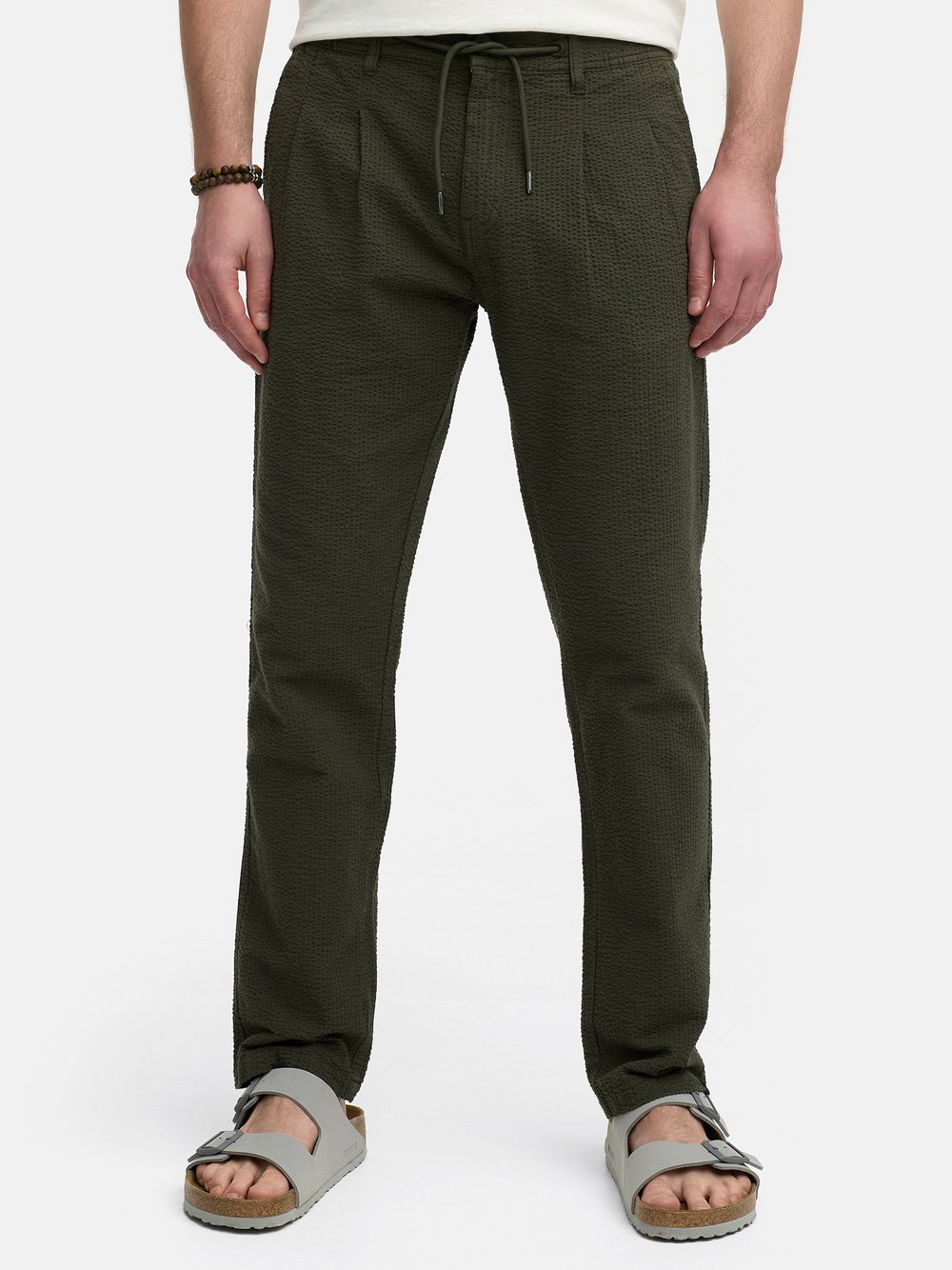 Indicode Hose Herren Baumwolle grün gestreift, XXL