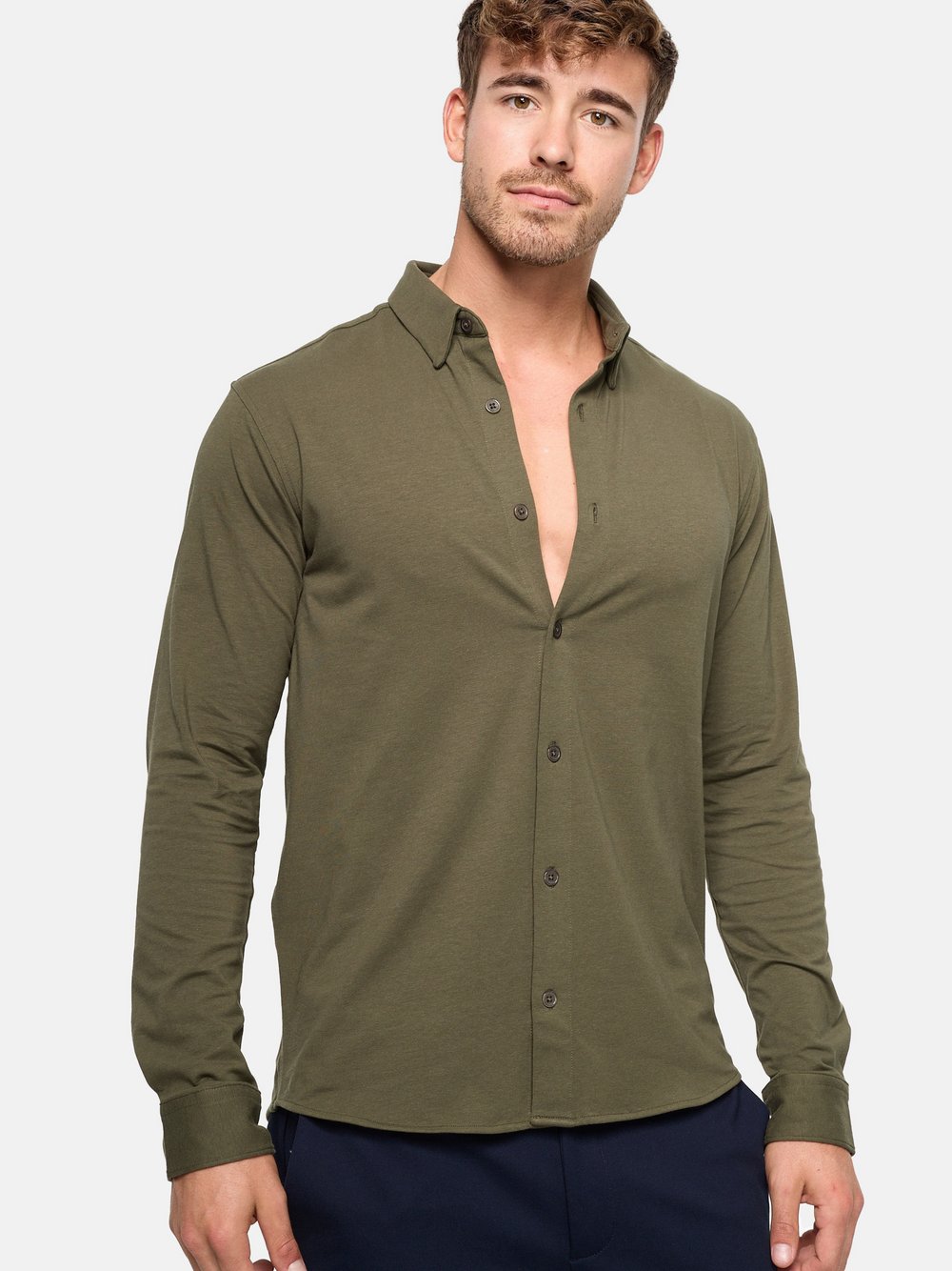 Jeff Hemd Langarm Herren Regular Fit Baumwolle grün, M