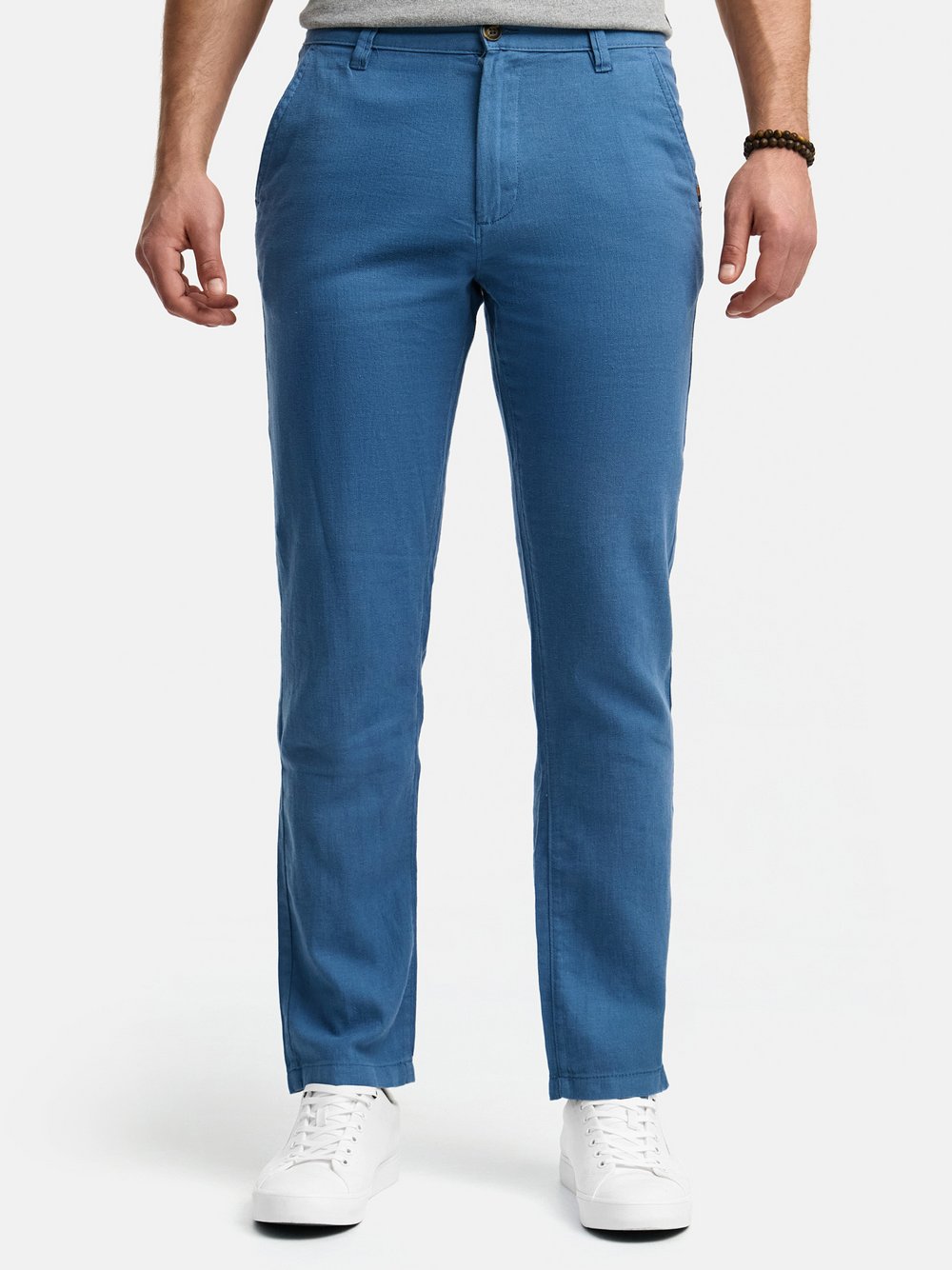 Indicode Leinenhose Herren Baumwolle blau, 38-32