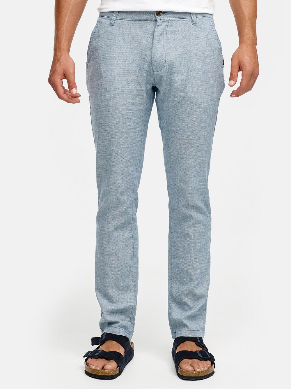 Indicode Leinenhose Herren Baumwolle blau, 31-32