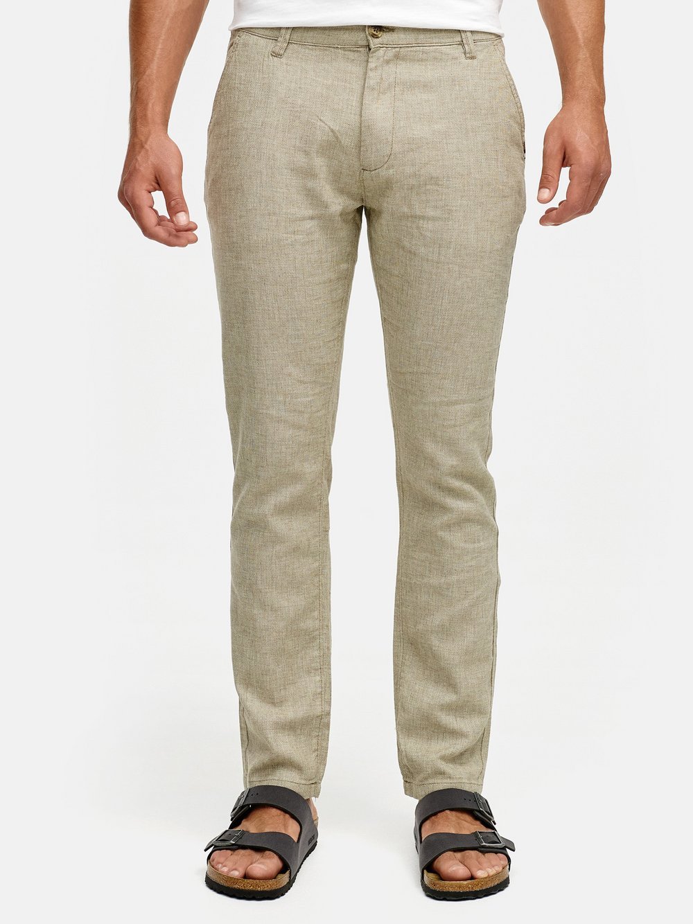 Indicode Leinenhose Herren Baumwolle braun, 33-32