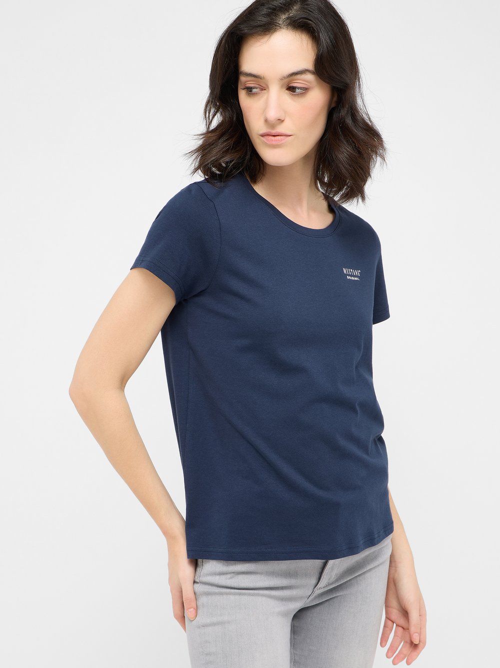 Mustang T-Shirt Damen Baumwolle blau, S